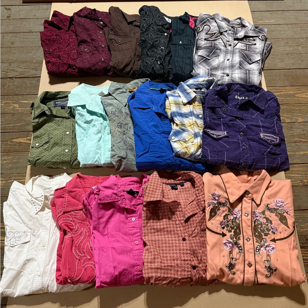 15 Assorted Women’s Western Style Shirts